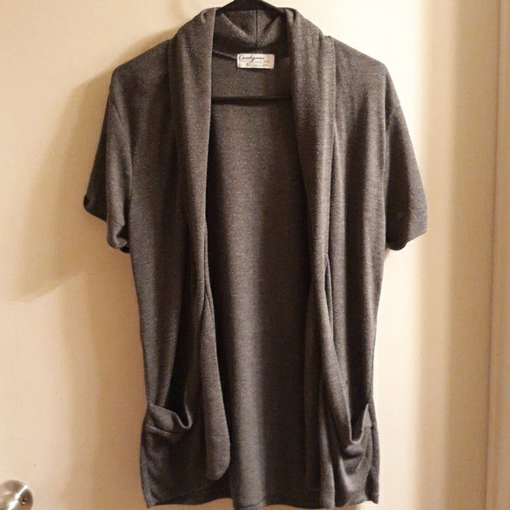 Women's grey cardigan wrap top